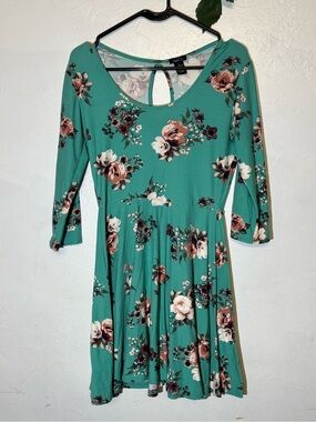 Rue21 Teal Floral Midi Dress with Rose Print